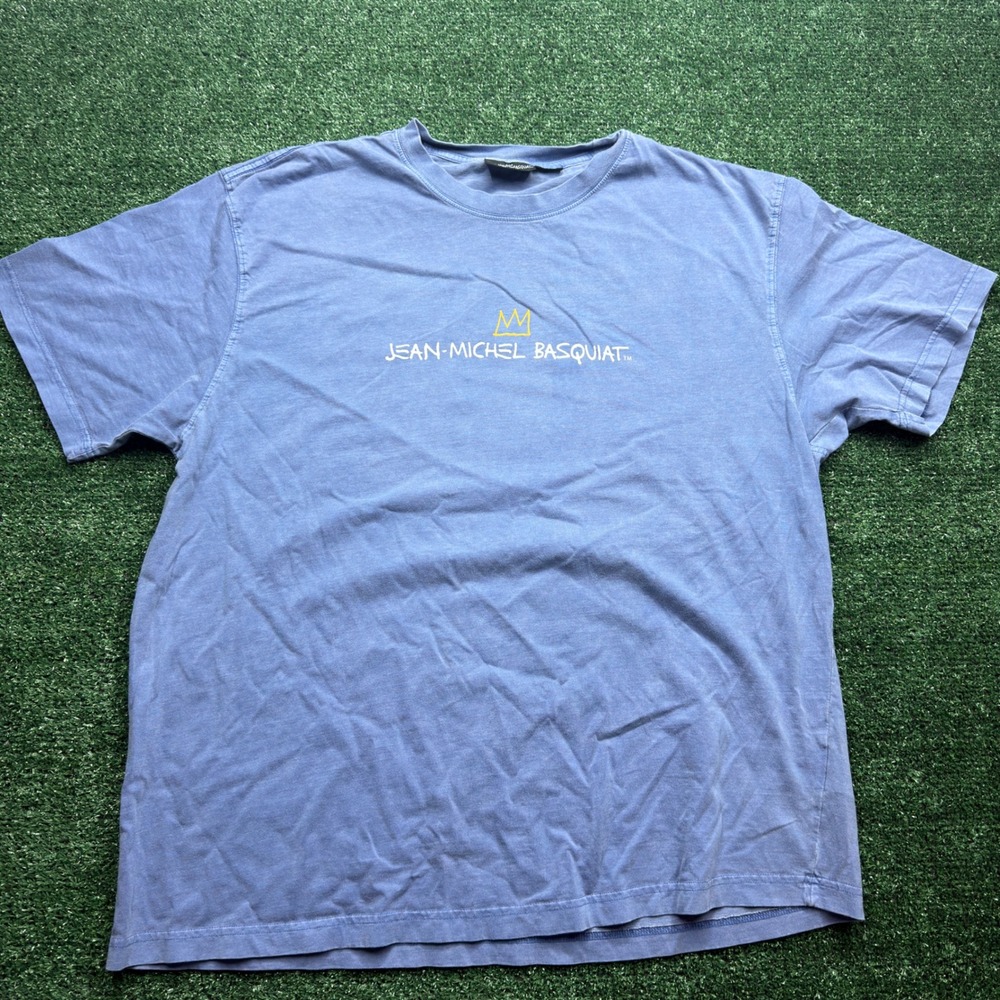 Jean-Michel Basquiat Graphic T-Shirt Mens 2XL Blue Art Tee Crown
